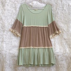 Kori Cold Shoulder Dress Green and Khaki